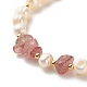 Bracelet en perles de quartz fraise naturelle BJEW-TA00032-03-6