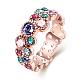 Laiton gracieux colorés TCHEQUE anneaux strass doigt pour les femmes RJEW-BB02271-8A-1