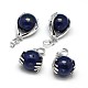 Palm Platinum Plated Brass Synthetic Blue Goldstone Pendants G-F228-02E-RS-1