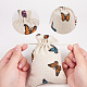ポリコットン（ポリエステルコットン）パッキングポーチ巾着袋  印刷された蝶と  小麦  14x10cm ABAG-T004-10x14-03-5