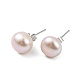 Natural Pearl Round Bead Stud Earrings EJEW-E298-01E-03P-1