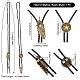 GORGECRAFT 2 Pieces Bolo Tie for Men Lariat Leather Necklaces Flat Round with Star Feather with Evil Eye Pendant Western Cowboy Vintage Punk Necklace Antique Bronze Halloween Costume Accessories NJEW-GF0001-04-2