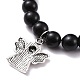 Bracelet extensible en perles rondes en obsidienne naturelle et pierres mélangées BJEW-JB07060-7