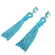 Trendy Women's Nylon Long Tassel Dangle Stud Earrings EJEW-N0020-017A-4