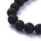 Bracelets extensibles à perles rondes en pierre de lave naturelle BJEW-JB05118-03-3