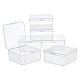 Superfundings 6 Packung durchsichtige Kunststoffperlen Aufbewahrungsbehälter Boxen mit Deckel 7.5x7.5x3.5cm kleine quadratische Kunststoff-Organizer Aufbewahrungsboxen für Perlen Schmuck Bürohandwerk CON-WH0074-63C-1