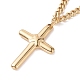 Vacuum Plating 304 Stainless Steel Double Chains Multi Layered Necklace with Cross Charms for Women STAS-E155-09G-2