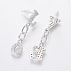 Valentine's Day Theme Brass Micro Pave Clear Cubic Zirconia Dangle Stud Earrings EJEW-F242-01-P-2