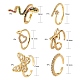 6Pcs 6 Style Brass Micro Pave Clear Cubic Zirconia Cuff Rings RJEW-LS0001-17G-3