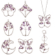 PandaHall Elite 6Pcs 6 Styles Natural Amethyst Copper Wire Wrapped Chip Big Pendants G-PH0002-16-1