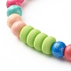 Bracelets extensibles en perles rondes en bois naturel pour enfant BJEW-JB06640-7