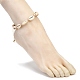 Плетеные ножные браслеты из бисера из натуральной раковины каури для девочек и женщин AJEW-AN00453-02-3