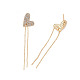 Real 18K Gold Plated Heart with Long Tassel Stud Earrings EJEW-S199-23G-NF-3