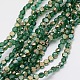 Half Golden Plated Frosted Crystal Glass Beads Strands EGLA-F014-F01-2