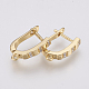 Brass Micro Pave Cubic Zirconia Hoop Earring Findings with Latch Back Closure ZIRC-K075-26G-1