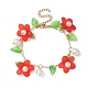 Bracelets à breloques en perles de verre et fleurs en acrylique BJEW-JB10054-04-1