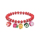 Polymer Clay & Plastic Beaded Stretch Bracelet with Fruit Charms for Women BJEW-JB08706-4