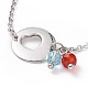 304 bracelet à maillons coeur en acier inoxydable avec breloques en perles de verre pour femme STAS-E154-06P-2
