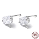 Rhodium Plated 925 Sterling Silver Rectangle Stud Earring Settings STER-M115-07P-1