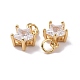 Brass Micro Pave Clear Cubic Zirconia Charms KK-G420-08G-3