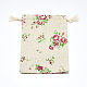 ポリコットン（ポリエステルコットン）パッキングポーチ巾着袋  印刷された花で  小麦  14x10cm ABAG-T004-10x14-10-2