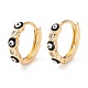 Flat Round with Evil Eye Enamel Huggie Hoop Earrings for Women EJEW-I260-47G-NR-2