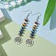 Colorful Natural Dyed Lava Rock Disc Beaded Dangle Earrings EJEW-JE05615-2