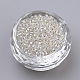 6/0グレードの丸いガラスシードビーズ  銀並ぶ  透明  4x3mm  穴：1mm  約533個/50g X-SEED-A022-F6-34-2