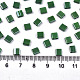 2ホールガラスシードビーズ  不透明な色は光沢の  長方形  グリーン  5x4.5~5.5x2~2.5mm  穴：0.5~0.8mm  約1180個/袋 SEED-S031-L-ST127-2