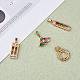 4 Pieces Brass Cubic Zirconia Charm Pendant Brass CZ Charm Mixed Shape Fan Rectangle Pendant for Jewelry Necklace Earring Making Crafts JX566A-5