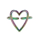 Ионное покрытие (ip) цвет радуги 304 кольцо из нержавеющей стали с открытым сердцем для женщин RJEW-C025-22M-2