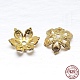 Real 18K Gold Plated 6-Petal 925 Sterling Silver Bead Caps STER-M100-03-1