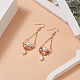 Boucles d'oreilles en perles naturelles et gouttes de verre avec fleur EJEW-TA00222-04-3