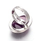 調整可能な天然および合成宝石の指指輪  プラチナ真鍮パーツ  オーバル  サイズ8  18mm RJEW-O033-B-1-4