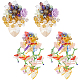 Anattasoul 2 paires 2 boucles d'oreilles style fleur en résine avec perles de verre EJEW-AN0002-07-1