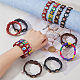 Fibloom 12 pièces 4 couleurs ensemble de bracelets à carreaux à motif religieux BJEW-FI0001-38-3