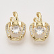 Brass Micro Pave Clear Cubic Zirconia Pendants ZIRC-T011-16G-NF-1