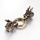 Tibetan Style Alloy Dragon Head with Ring Push Gate Spring Gate Rings PALLOY-E393-01-2