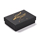 ホットスタンピング板紙ジュエリー包装箱  内部のスポンジ  リング用  小さな時計  ネックレス  イヤリング  ブレスレット  長方形  ブラック  9.2x7x2.7cm CON-B007-01E-1