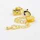 Brass Cord Ends with Chains and Lobster Claw Clasps KK-K004A-G-2