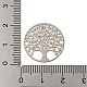 ラックメッキ真鍮製コネクタチャーム  長持ちメッキ  木の模様が刻まれた金属装飾が施されたフラットラウンド  プラチナ  20x0.3mm  穴：1.6mm KKC-D001-20P-3