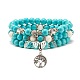 Synthetic Turquoise & Natural Lava Rock Round Beads Stretch Bracelets Set BJEW-JB07465-1