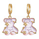 3 Pair 3 Color Resin Bear with Crystal Rhinestone Star Dangle Hoop Earrings EJEW-JE05244-4