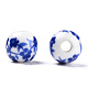 手作りの陶器ビーズ  青と​​白の磁器  花の丸  ブルー  6mm  穴：1.6mm PORC-E021-02A-3