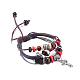 Adjustable Retro Key Zinc Alloy and Leather Multi-strand Bracelets BJEW-BB16032-3