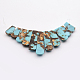 Assembled Bronzite and Synthetic Turquoise Beads Strands G-P298-F01-3