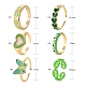 6Pcs 6 Style Spray Painted Brass & Brass Enamel & Micro Pave Cubic Zirconia Cuff Rings RJEW-LS0001-38-3
