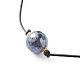 Колье с круглым граненым ожерельем из натурального агата с жемчужным блеском NJEW-JN03657-03-5