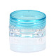 透明なプラスチック製の空のポータブルフェイシャルクリームジャー  小さな化粧品サンプル容器  ねじ蓋付き  正方形  シアン＆クリア  3x1.5cm  容量：3g CON-PW0001-005A-08-1