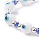 Lampwork Evil Eye & Glass Braided Bead Bracelet BJEW-TA00157-4